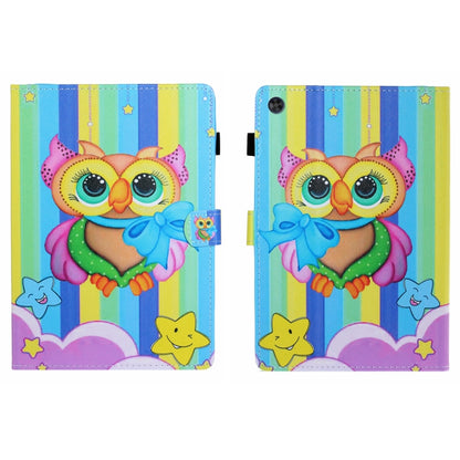 For Samsung Galaxy Tab A9 Coloured Drawing Stitching Flip PU Tablet Case with Sleep / Wake-up Function(Rainbow Owl) - Galaxy Tab A9 by buy2fix | Online Shopping UK | buy2fix