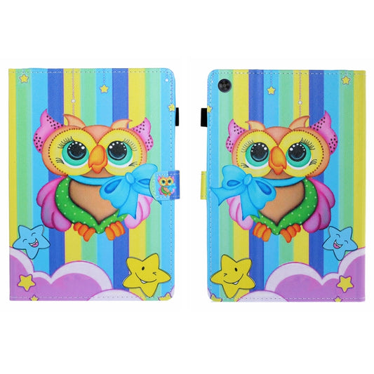 For Samsung Galaxy Tab A9 Coloured Drawing Stitching Flip PU Tablet Case with Sleep / Wake-up Function(Rainbow Owl) - Galaxy Tab A9 by buy2fix | Online Shopping UK | buy2fix