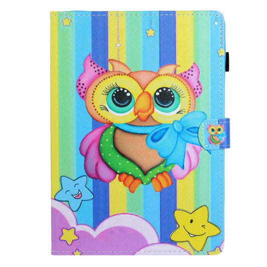For Samsung Galaxy Tab A9 Coloured Drawing Stitching Flip PU Tablet Case with Sleep / Wake-up Function(Rainbow Owl) - Galaxy Tab A9 by buy2fix | Online Shopping UK | buy2fix