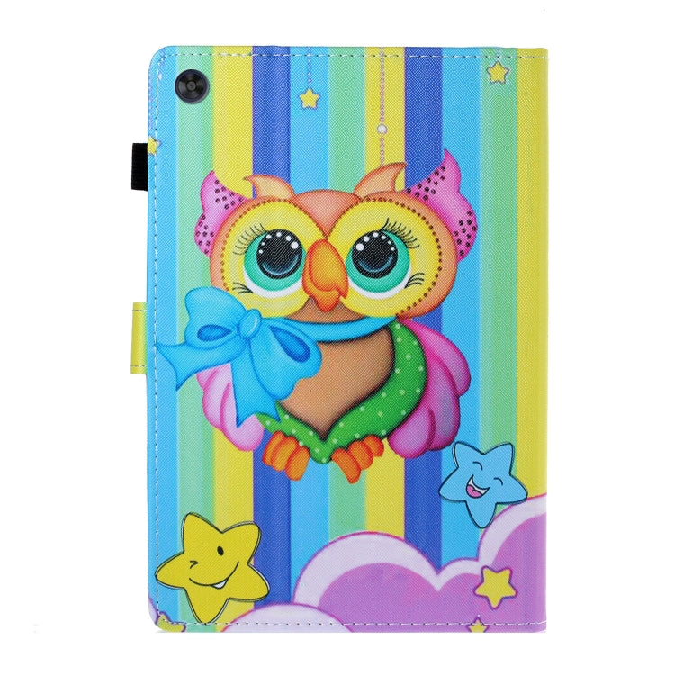 For Samsung Galaxy Tab A9 Coloured Drawing Stitching Flip PU Tablet Case with Sleep / Wake-up Function(Rainbow Owl) - Galaxy Tab A9 by buy2fix | Online Shopping UK | buy2fix