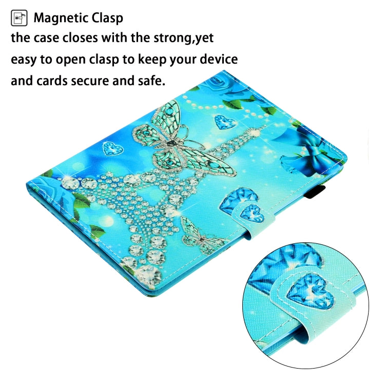 For Samsung Galaxy Tab A9 Coloured Drawing Stitching Flip PU Tablet Case with Sleep / Wake-up Function(Butterfly Tower) - Galaxy Tab A9 by buy2fix | Online Shopping UK | buy2fix
