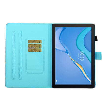 For Samsung Galaxy Tab A9 Coloured Drawing Stitching Flip PU Tablet Case with Sleep / Wake-up Function(Green Butterfly) - Galaxy Tab A9 by buy2fix | Online Shopping UK | buy2fix