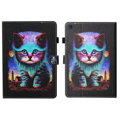 For Samsung Galaxy Tab A9+ Coloured Drawing Stitching Smart Leather Tablet Case with Sleep / Wake-up Function(Night Cat) - Galaxy Tab A9+ by buy2fix | Online Shopping UK | buy2fix