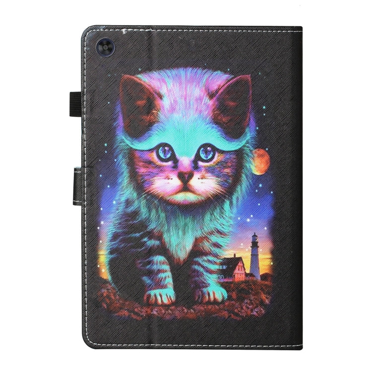 For Samsung Galaxy Tab A9+ Coloured Drawing Stitching Smart Leather Tablet Case with Sleep / Wake-up Function(Night Cat) - Galaxy Tab A9+ by buy2fix | Online Shopping UK | buy2fix