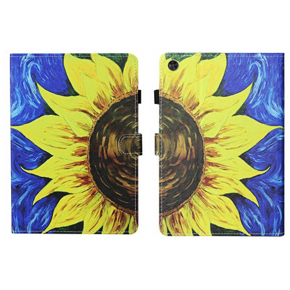 For Samsung Galaxy Tab A9+ Coloured Drawing Stitching Smart Leather Tablet Case with Sleep / Wake-up Function(Sunflower) - Galaxy Tab A9+ by buy2fix | Online Shopping UK | buy2fix