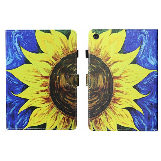 For Samsung Galaxy Tab A9+ Coloured Drawing Stitching Smart Leather Tablet Case with Sleep / Wake-up Function(Sunflower) - Galaxy Tab A9+ by buy2fix | Online Shopping UK | buy2fix