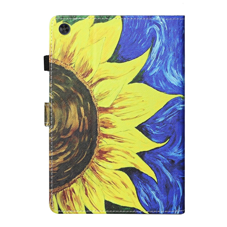 For Samsung Galaxy Tab A9+ Coloured Drawing Stitching Smart Leather Tablet Case with Sleep / Wake-up Function(Sunflower) - Galaxy Tab A9+ by buy2fix | Online Shopping UK | buy2fix