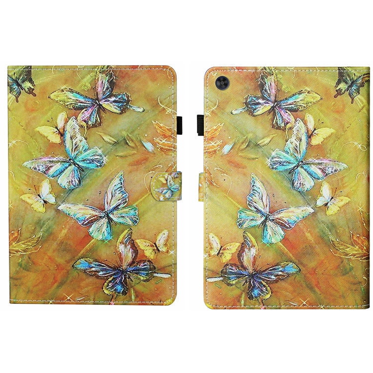 For Samsung Galaxy Tab A9+ Coloured Drawing Stitching Smart Leather Tablet Case with Sleep / Wake-up Function(Butterfly) - Galaxy Tab A9+ by buy2fix | Online Shopping UK | buy2fix