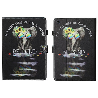For Samsung Galaxy Tab A9+ Coloured Drawing Stitching Smart Leather Tablet Case with Sleep / Wake-up Function(Glasses Elephant) - Galaxy Tab A9+ by buy2fix | Online Shopping UK | buy2fix
