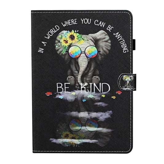 For Samsung Galaxy Tab A9+ Coloured Drawing Stitching Smart Leather Tablet Case with Sleep / Wake-up Function(Glasses Elephant) - Galaxy Tab A9+ by buy2fix | Online Shopping UK | buy2fix