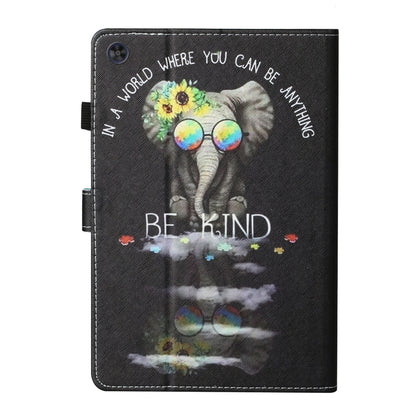 For Samsung Galaxy Tab A9+ Coloured Drawing Stitching Smart Leather Tablet Case with Sleep / Wake-up Function(Glasses Elephant) - Galaxy Tab A9+ by buy2fix | Online Shopping UK | buy2fix