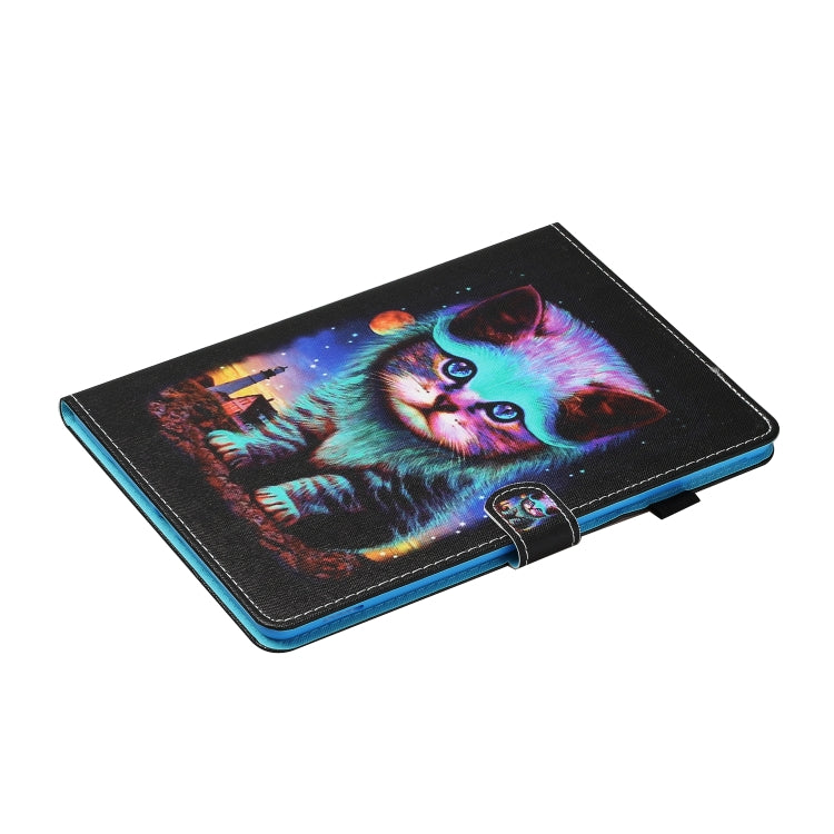 For Samsung Galaxy Tab A9 Coloured Drawing Stitching Smart Leather Tablet Case with Sleep / Wake-up Function(Night Cat) - Galaxy Tab A9 by buy2fix | Online Shopping UK | buy2fix