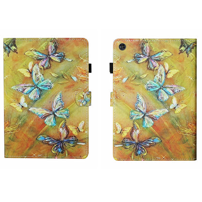 For Samsung Galaxy Tab A9 Coloured Drawing Stitching Smart Leather Tablet Case with Sleep / Wake-up Function(Butterfly) - Galaxy Tab A9 by buy2fix | Online Shopping UK | buy2fix