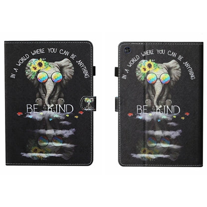 For Samsung Galaxy Tab A9 Coloured Drawing Stitching Smart Leather Tablet Case with Sleep / Wake-up Function(Glasses Elephant) - Galaxy Tab A9 by buy2fix | Online Shopping UK | buy2fix