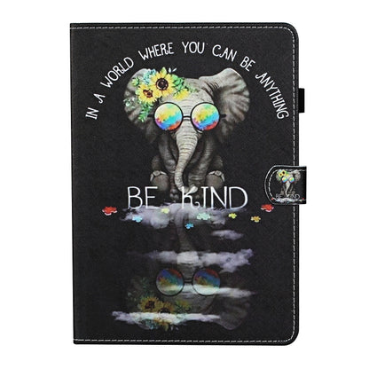 For Samsung Galaxy Tab A9 Coloured Drawing Stitching Smart Leather Tablet Case with Sleep / Wake-up Function(Glasses Elephant) - Galaxy Tab A9 by buy2fix | Online Shopping UK | buy2fix