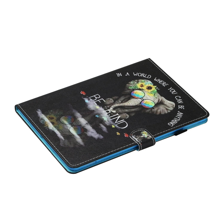 For Samsung Galaxy Tab A9 Coloured Drawing Stitching Smart Leather Tablet Case with Sleep / Wake-up Function(Glasses Elephant) - Galaxy Tab A9 by buy2fix | Online Shopping UK | buy2fix