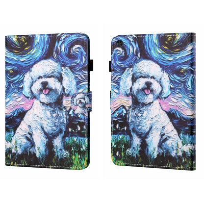 For Samsung Galaxy Tab A9+ Coloured Drawing Stitching Flip PU Tablet Case with Sleep / Wake-up Function(Oil Painting Dog) - Galaxy Tab A9+ by buy2fix | Online Shopping UK | buy2fix