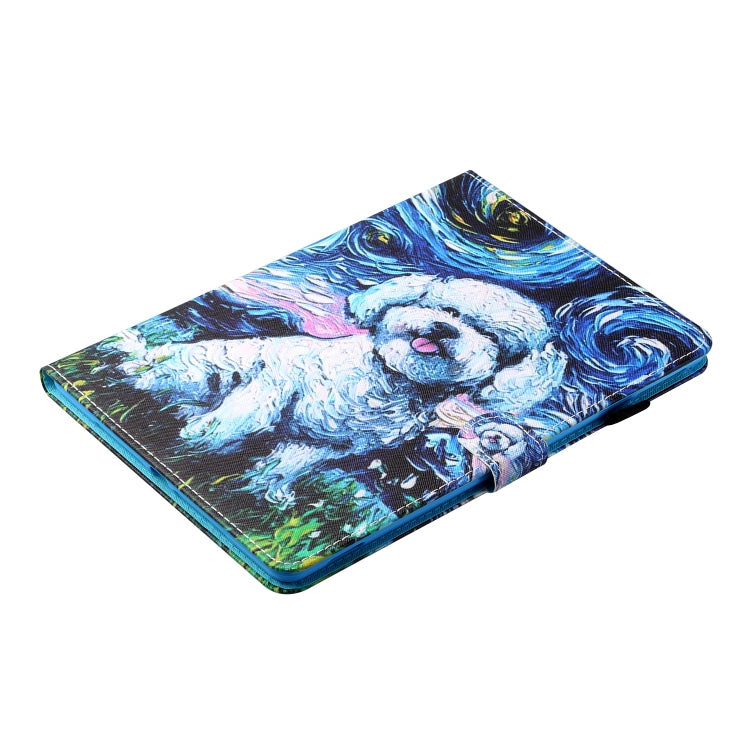 For Samsung Galaxy Tab A9+ Coloured Drawing Stitching Flip PU Tablet Case with Sleep / Wake-up Function(Oil Painting Dog) - Galaxy Tab A9+ by buy2fix | Online Shopping UK | buy2fix