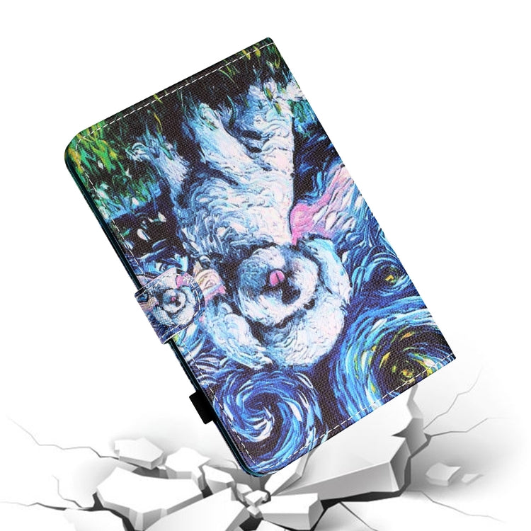 For Samsung Galaxy Tab A9+ Coloured Drawing Stitching Flip PU Tablet Case with Sleep / Wake-up Function(Oil Painting Dog) - Galaxy Tab A9+ by buy2fix | Online Shopping UK | buy2fix