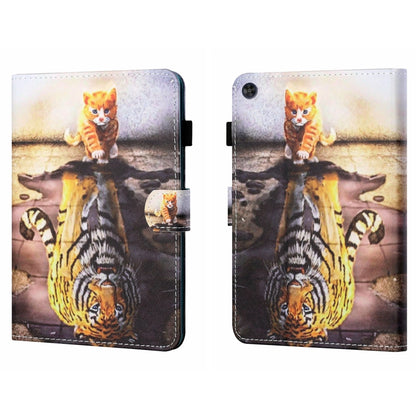 For Samsung Galaxy Tab A9+ Coloured Drawing Stitching Flip PU Tablet Case with Sleep / Wake-up Function(Cat and Tiger) - Galaxy Tab A9+ by buy2fix | Online Shopping UK | buy2fix
