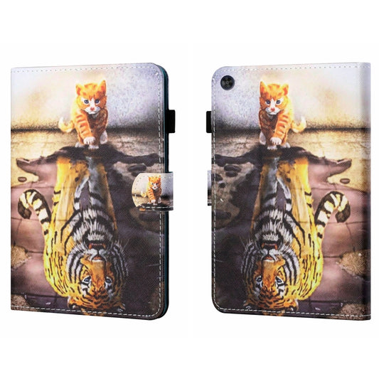 For Samsung Galaxy Tab A9+ Coloured Drawing Stitching Flip PU Tablet Case with Sleep / Wake-up Function(Cat and Tiger) - Galaxy Tab A9+ by buy2fix | Online Shopping UK | buy2fix