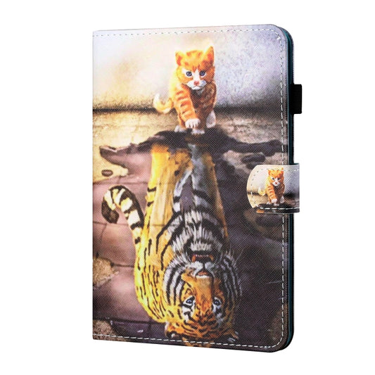 For Samsung Galaxy Tab A9+ Coloured Drawing Stitching Flip PU Tablet Case with Sleep / Wake-up Function(Cat and Tiger) - Galaxy Tab A9+ by buy2fix | Online Shopping UK | buy2fix