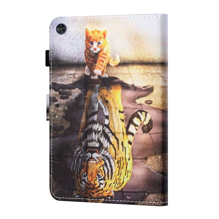 For Samsung Galaxy Tab A9+ Coloured Drawing Stitching Flip PU Tablet Case with Sleep / Wake-up Function(Cat and Tiger) - Galaxy Tab A9+ by buy2fix | Online Shopping UK | buy2fix