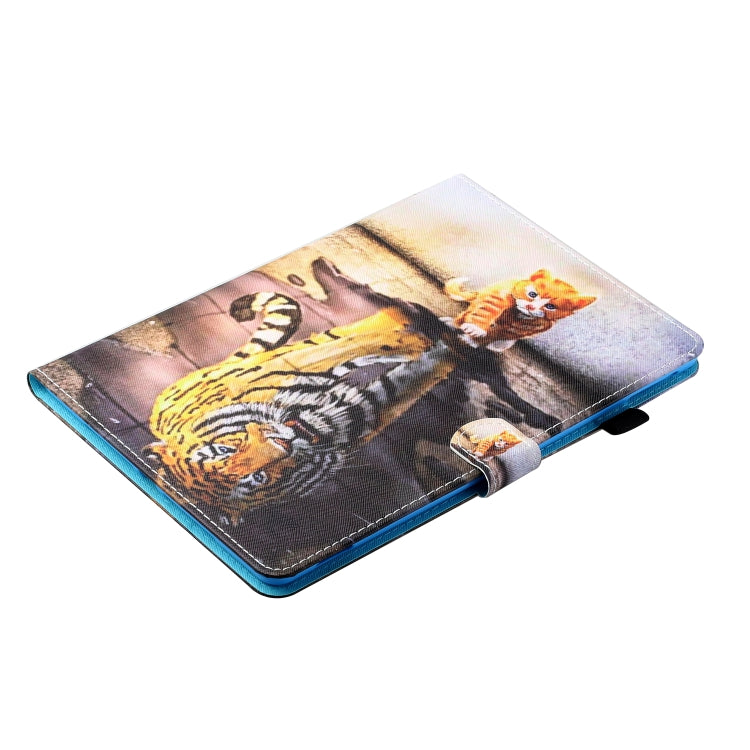 For Samsung Galaxy Tab A9+ Coloured Drawing Stitching Flip PU Tablet Case with Sleep / Wake-up Function(Cat and Tiger) - Galaxy Tab A9+ by buy2fix | Online Shopping UK | buy2fix