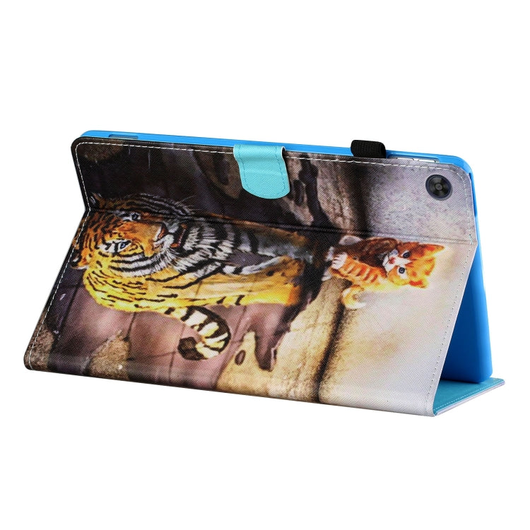 For Samsung Galaxy Tab A9+ Coloured Drawing Stitching Flip PU Tablet Case with Sleep / Wake-up Function(Cat and Tiger) - Galaxy Tab A9+ by buy2fix | Online Shopping UK | buy2fix