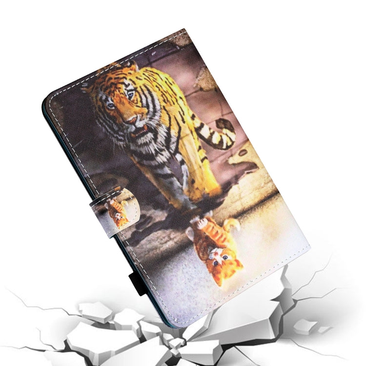 For Samsung Galaxy Tab A9+ Coloured Drawing Stitching Flip PU Tablet Case with Sleep / Wake-up Function(Cat and Tiger) - Galaxy Tab A9+ by buy2fix | Online Shopping UK | buy2fix