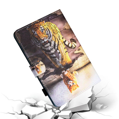For Samsung Galaxy Tab A9+ Coloured Drawing Stitching Flip PU Tablet Case with Sleep / Wake-up Function(Cat and Tiger) - Galaxy Tab A9+ by buy2fix | Online Shopping UK | buy2fix