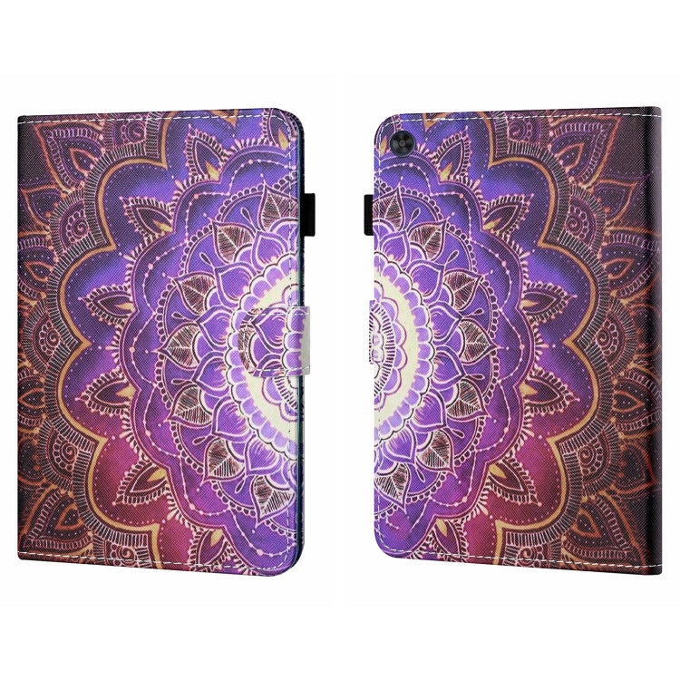 For Samsung Galaxy Tab A9+ Coloured Drawing Stitching Flip PU Tablet Case with Sleep / Wake-up Function(Datura Flowers) - Galaxy Tab A9+ by buy2fix | Online Shopping UK | buy2fix