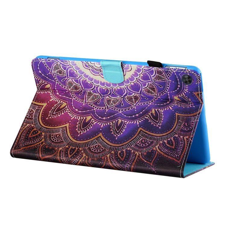 For Samsung Galaxy Tab A9+ Coloured Drawing Stitching Flip PU Tablet Case with Sleep / Wake-up Function(Datura Flowers) - Galaxy Tab A9+ by buy2fix | Online Shopping UK | buy2fix