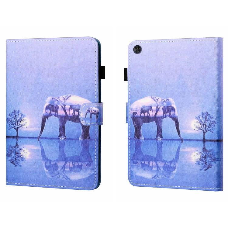 For Samsung Galaxy Tab A9+ Coloured Drawing Stitching Flip PU Tablet Case with Sleep / Wake-up Function(Tree and Elephant) - Galaxy Tab A9+ by buy2fix | Online Shopping UK | buy2fix