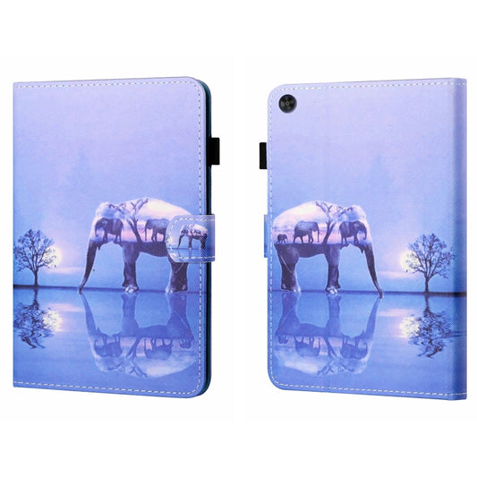 For Samsung Galaxy Tab A9+ Coloured Drawing Stitching Flip PU Tablet Case with Sleep / Wake-up Function(Tree and Elephant) - Galaxy Tab A9+ by buy2fix | Online Shopping UK | buy2fix