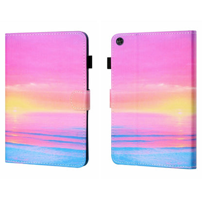 For Samsung Galaxy Tab A9+ Coloured Drawing Stitching Flip PU Tablet Case with Sleep / Wake-up Function(Sunrise) - Galaxy Tab A9+ by buy2fix | Online Shopping UK | buy2fix