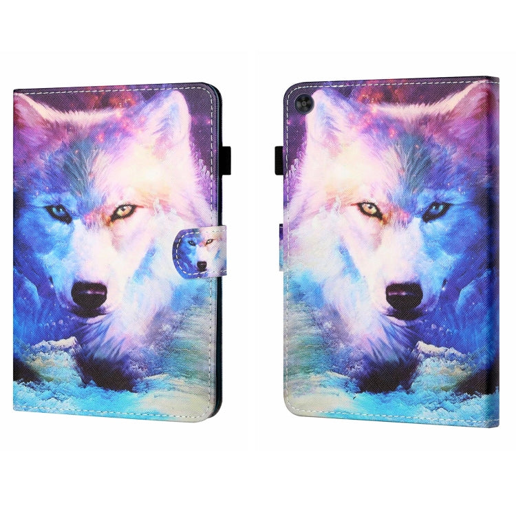 For Samsung Galaxy Tab A9+ Coloured Drawing Stitching Flip PU Tablet Case with Sleep / Wake-up Function(Wolf) - Galaxy Tab A9+ by buy2fix | Online Shopping UK | buy2fix