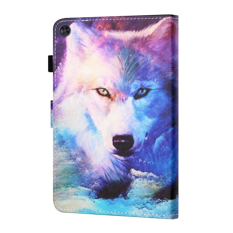 For Samsung Galaxy Tab A9+ Coloured Drawing Stitching Flip PU Tablet Case with Sleep / Wake-up Function(Wolf) - Galaxy Tab A9+ by buy2fix | Online Shopping UK | buy2fix