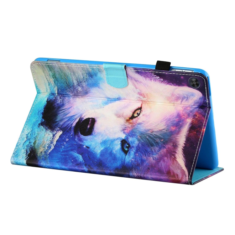 For Samsung Galaxy Tab A9+ Coloured Drawing Stitching Flip PU Tablet Case with Sleep / Wake-up Function(Wolf) - Galaxy Tab A9+ by buy2fix | Online Shopping UK | buy2fix