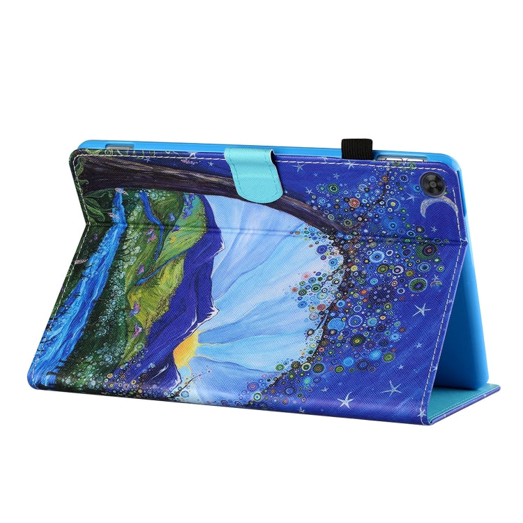For Samsung Galaxy Tab A9+ Coloured Drawing Stitching Flip PU Tablet Case with Sleep / Wake-up Function(Sunrise and Tree) - Galaxy Tab A9+ by buy2fix | Online Shopping UK | buy2fix