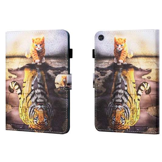 For Samsung Galaxy Tab A9 Coloured Drawing Stitching Flip PU Tablet Case with Sleep / Wake-up Function(Cat and Tiger) - Galaxy Tab A9 by buy2fix | Online Shopping UK | buy2fix