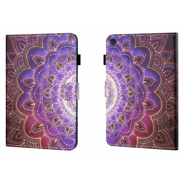 For Samsung Galaxy Tab A9 Coloured Drawing Stitching Flip PU Tablet Case with Sleep / Wake-up Function(Datura Flowers) - Galaxy Tab A9 by buy2fix | Online Shopping UK | buy2fix