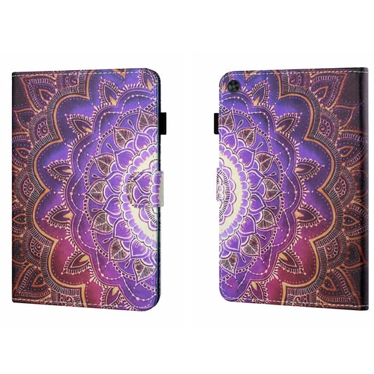 For Samsung Galaxy Tab A9 Coloured Drawing Stitching Flip PU Tablet Case with Sleep / Wake-up Function(Datura Flowers) - Galaxy Tab A9 by buy2fix | Online Shopping UK | buy2fix