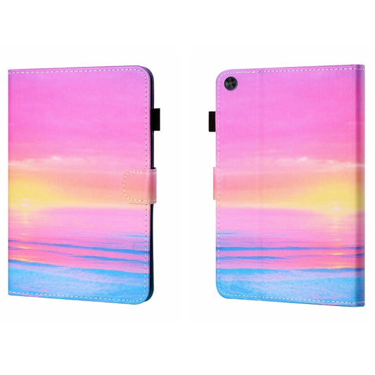 For Samsung Galaxy Tab A9 Coloured Drawing Stitching Flip PU Tablet Case with Sleep / Wake-up Function(Sunrise) - Galaxy Tab A9 by buy2fix | Online Shopping UK | buy2fix