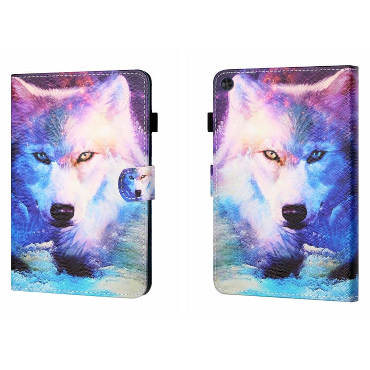 For Samsung Galaxy Tab A9 Coloured Drawing Stitching Flip PU Tablet Case with Sleep / Wake-up Function(Wolf) - Galaxy Tab A9 by buy2fix | Online Shopping UK | buy2fix