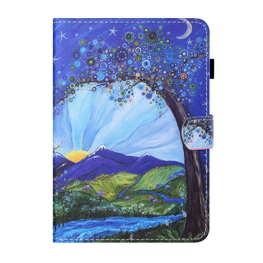 For Samsung Galaxy Tab A9 Coloured Drawing Stitching Flip PU Tablet Case with Sleep / Wake-up Function(Sunrise and Tree) - Galaxy Tab A9 by buy2fix | Online Shopping UK | buy2fix