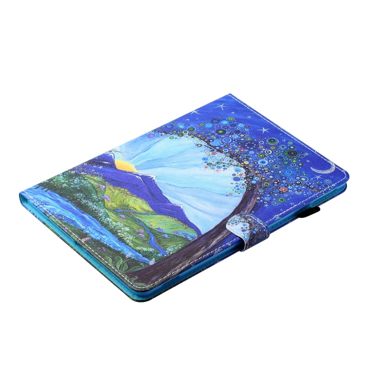For Samsung Galaxy Tab A9 Coloured Drawing Stitching Flip PU Tablet Case with Sleep / Wake-up Function(Sunrise and Tree) - Galaxy Tab A9 by buy2fix | Online Shopping UK | buy2fix
