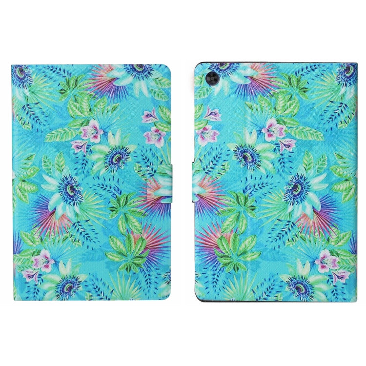 For Samsung Galaxy Tab A9 Voltage Coloured Drawing Smart PU Tablet Case with Sleep / Wake-up Function(Flowers) - Galaxy Tab A9 by buy2fix | Online Shopping UK | buy2fix