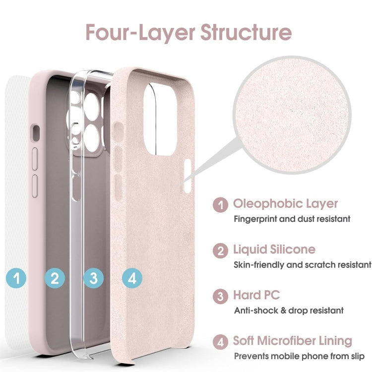 For iPhone 16 Pro Microfiber Liquid Silicone Shockproof Phone Case(Pink) by buy2fix