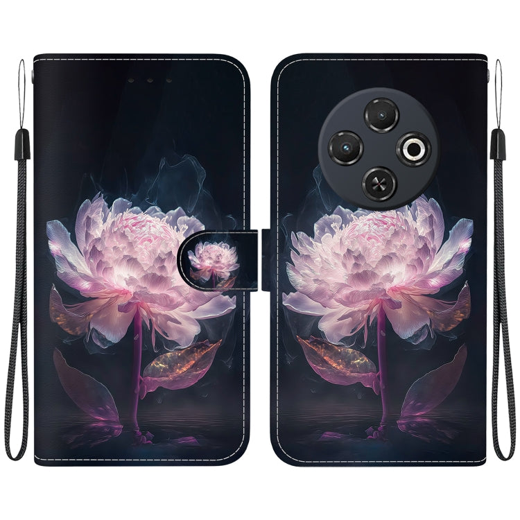 For Tecno Spark 30C Crystal Texture Colored Drawing Leather Phone Case(Purple Peony) by buy2fix